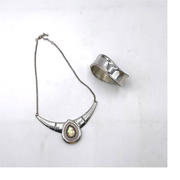 Jewelry - Western Style Necklace & Bracelet, Silver-tone Costume Jewelry